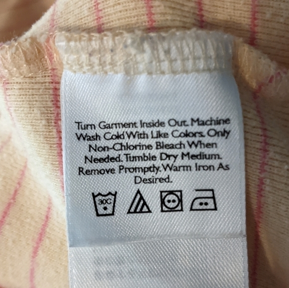 Eddie Bauer Peachy Pink Striped 100% Cotton Striped Long Sleeve Tee Size Large - Picture 4 of 4